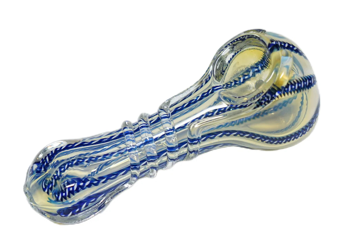 4 Inch Inline Heavy Glass Hand Pipe Blue