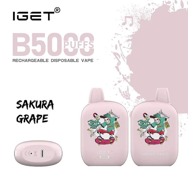 IGET B5000 Rechargeable Vape Device Sakura Grape 5000 Puffs