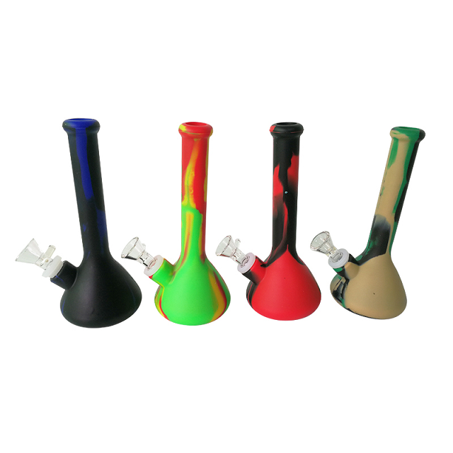 8 Inch Silicone Beaker Bong With Glass Bowl