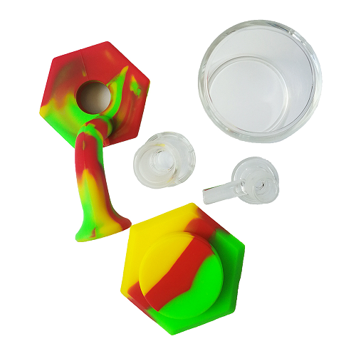 5.5 Inch Silicone Bong with Shower Perc and Glass Bowl
